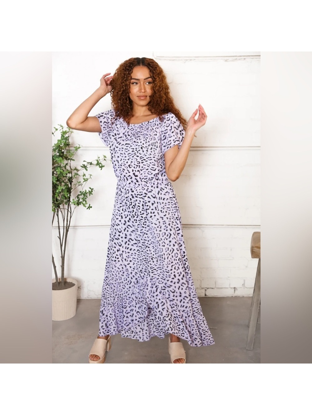 First Love Lilac Animal Print Midi Dress